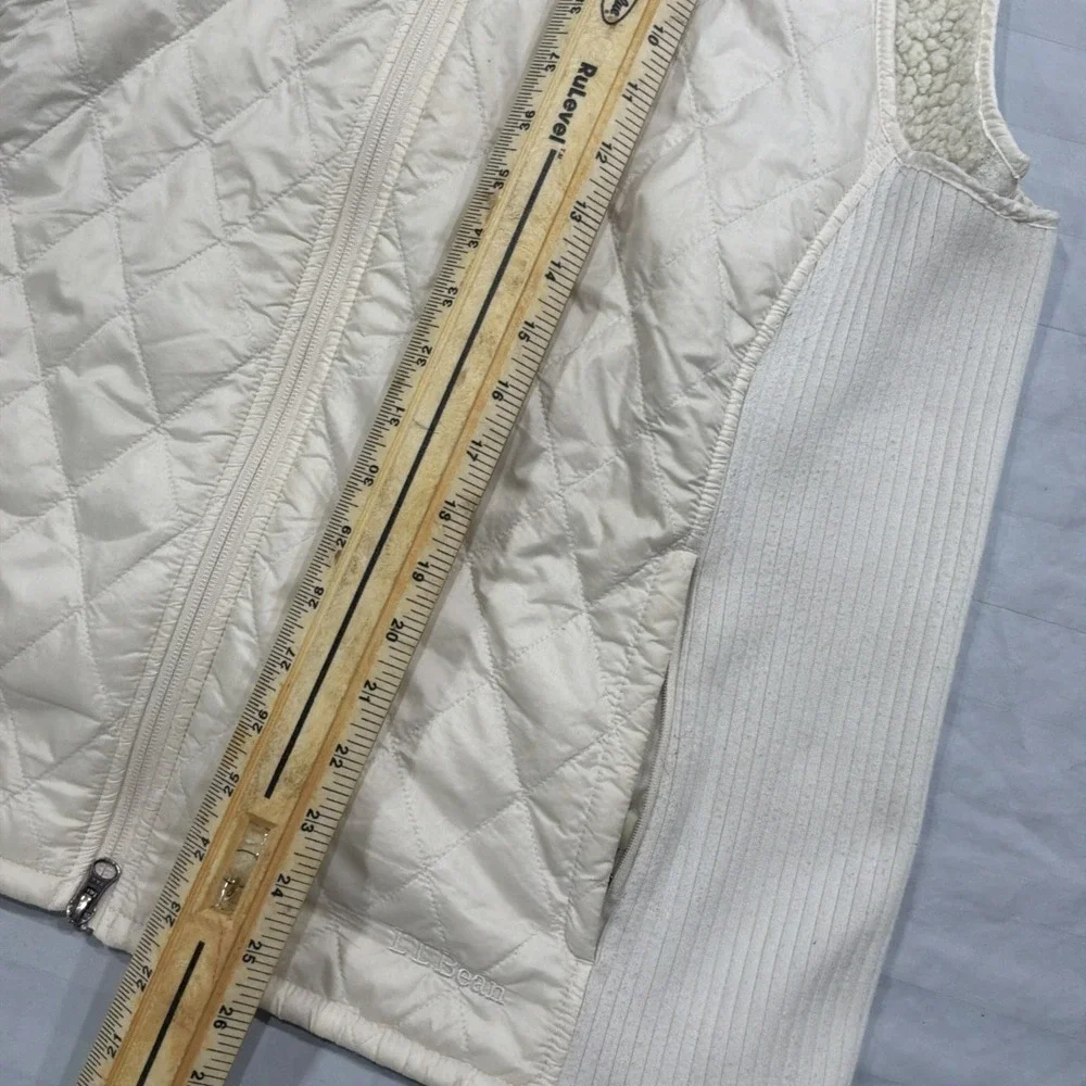 L.L Bean Cream Sherpa Lined Vest Quilted‎ Size XLR HIKING CASUAL TRAVEL